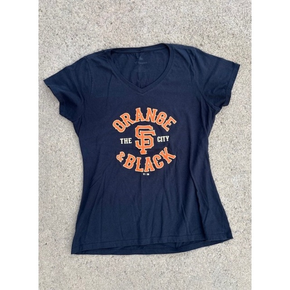 Fanatics San Francisco Giants Orange & Black‎ The City V-Neck T-Shirt Womens M